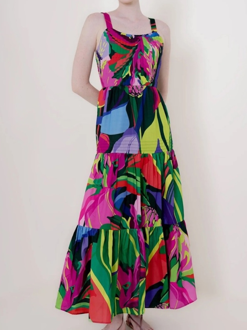 HT 360 Collective Floral Tiered Maxi Dress M